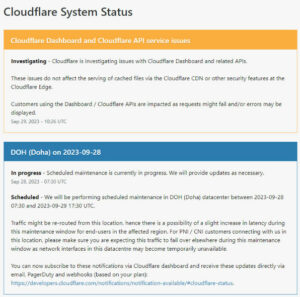 Cloudflare status