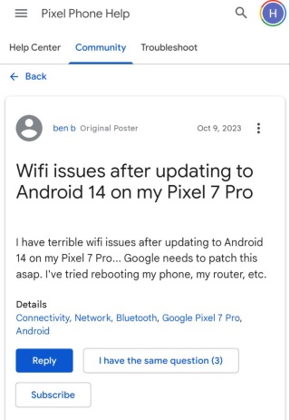 Google-Pixel-Android-14-Wi-Fi-issues