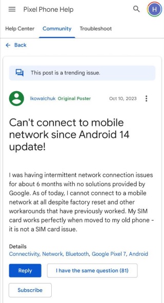 Google-Pixel-network-connectivity-not-working-after-Android-14-update