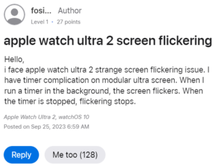 Apple Watch Ultra 2 screen flickering on raising to wake
