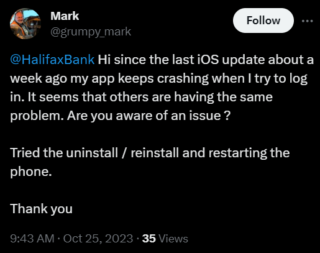 Halifax Bank app login not working on iPhone