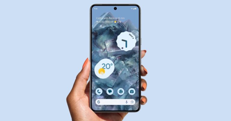 google-pixel-8-pro-in-the-hand-showing-the-homescreen