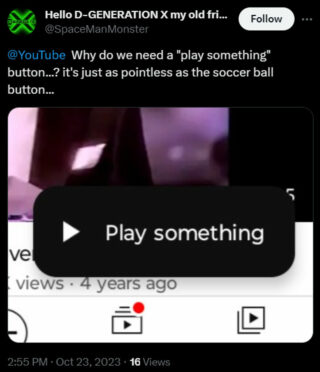 YouTube Play Something button