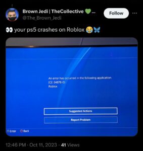 Roblox crashing PS5