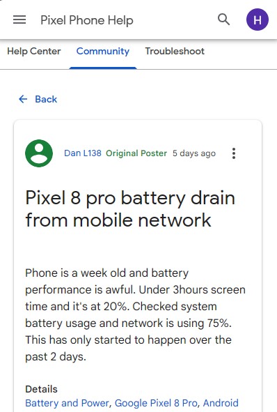 Google-Pixel-8-Pro-mobile-network-battery-draining