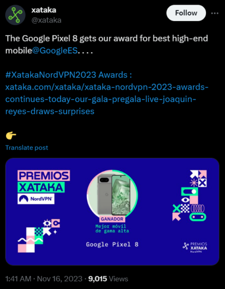 Google-Pixel-8-Xataka-NordVPN-Awards-2023