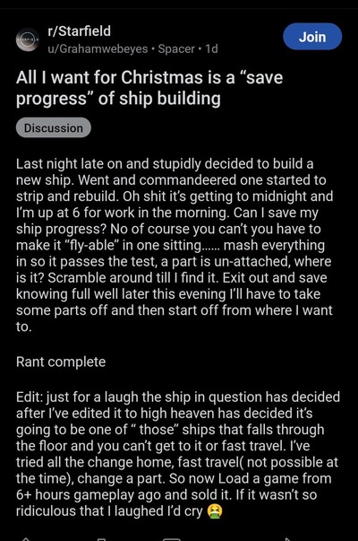 Starfield save game shipbuilding report 2