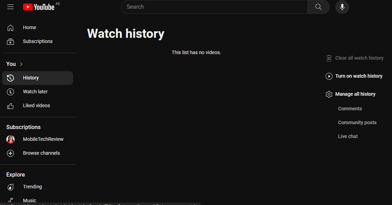YouTube no longer showing a blank homepage when Watch History is disabled