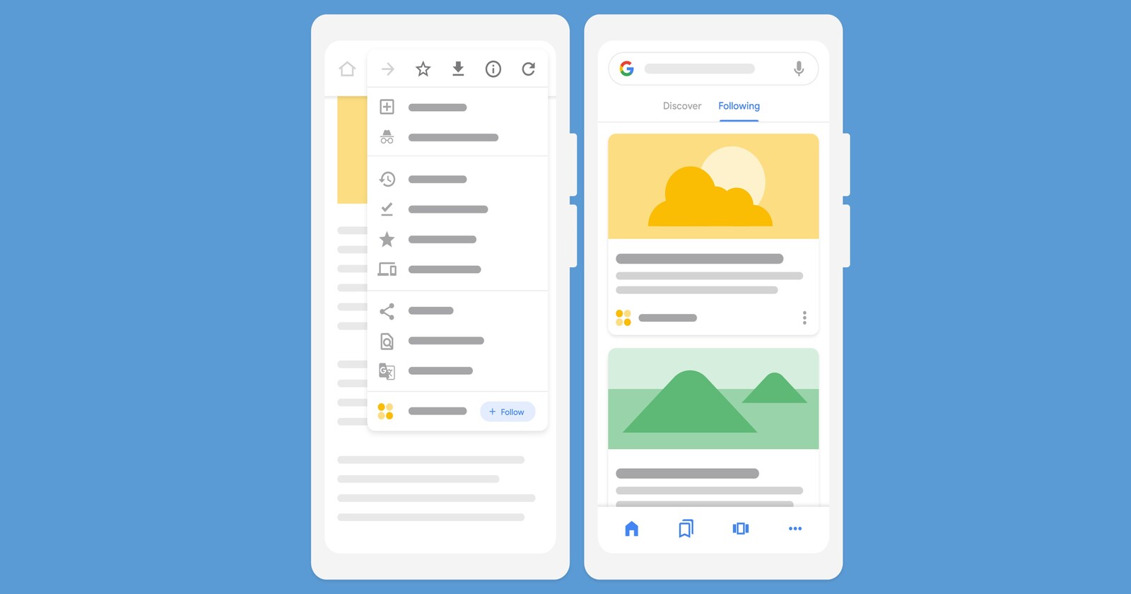 Google Discover getting contextual footer bars on recommended cards