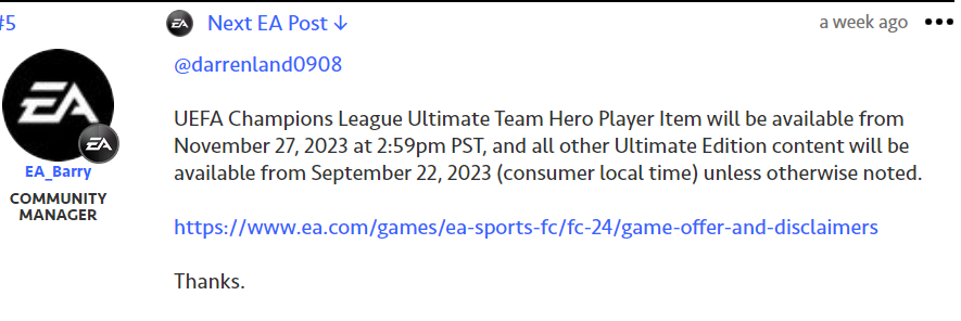 EA Sports FC 24 hero pack ack