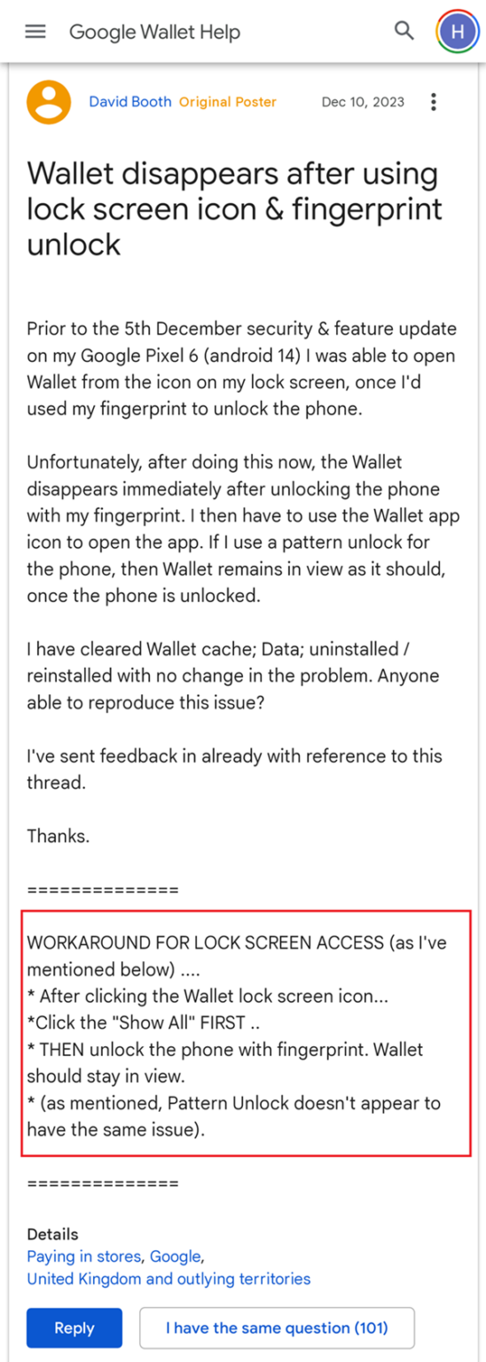 Google Wallet crashing with lock screen shortcut on Pixel phones