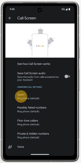 Enable-Spam-in-Phone-app