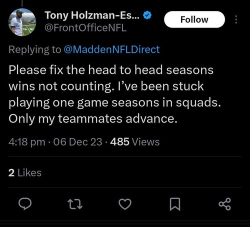 Madden head to head report