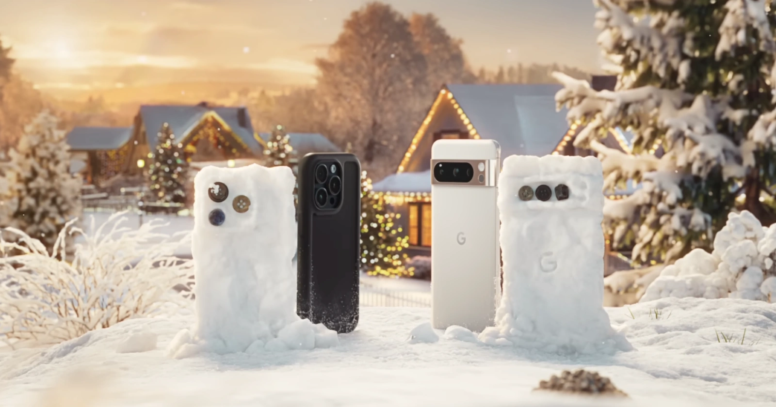 iPhone goes gaga over Pixel 8 Pro’s Gemini Nano AI & Feature Drops in 'Snow Phones' ad