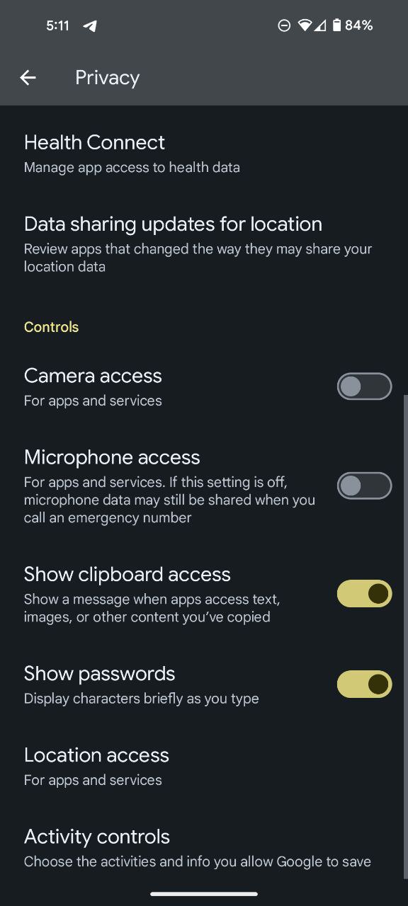 Steps to change camera & mic permissions on Google Pixel phone