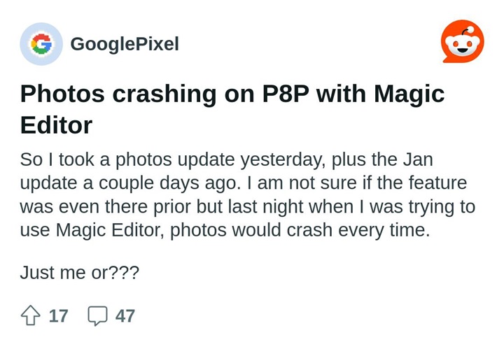 Reddit-reports-of-Google-Photos-app-crashing-when-using-Magic-Eraser
