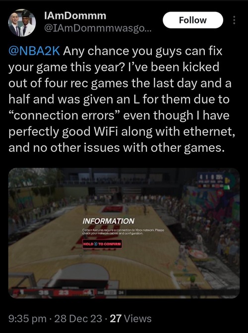NBA 2K24 kicked out reports