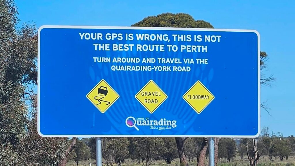 your-gps-is-wrong-warning-board-in-australia