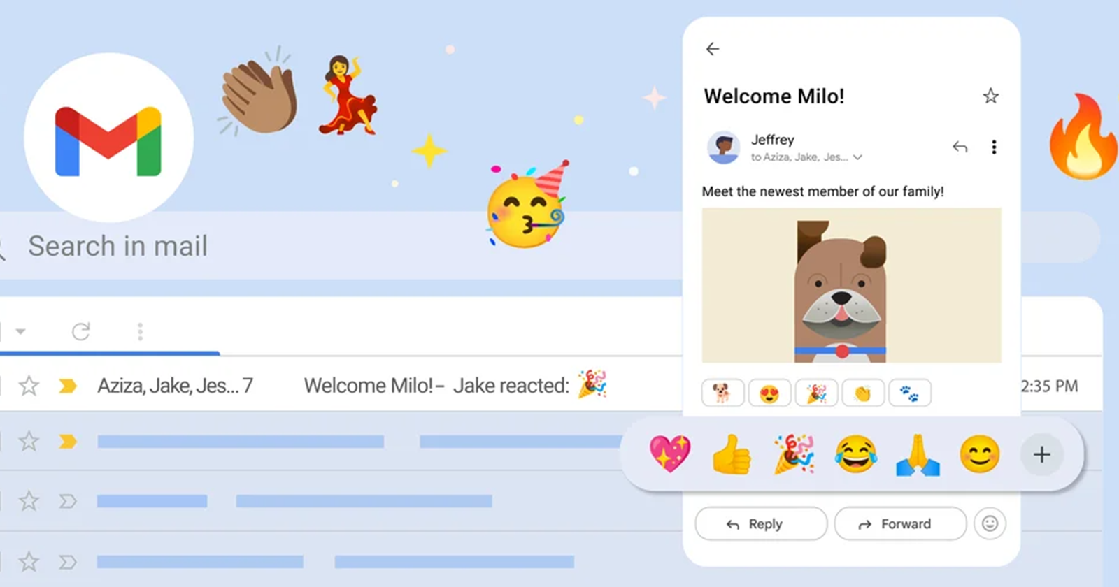 Gmail doesn't let you turn off emoji reactions, but you can hide them