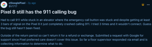 Pixel 8 still has the 911 calling bug