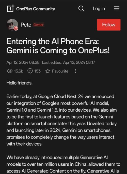 Oneplus Gemini 1.0 Ultra