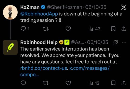 Robinhood outage fixed