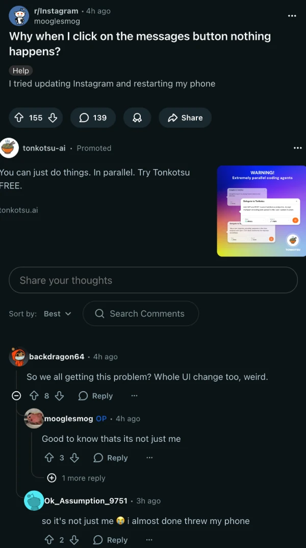 instagram-dm-button-not-working-complaint