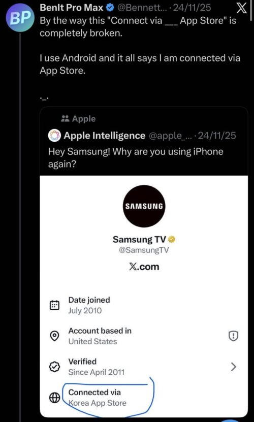 X connected via App Store