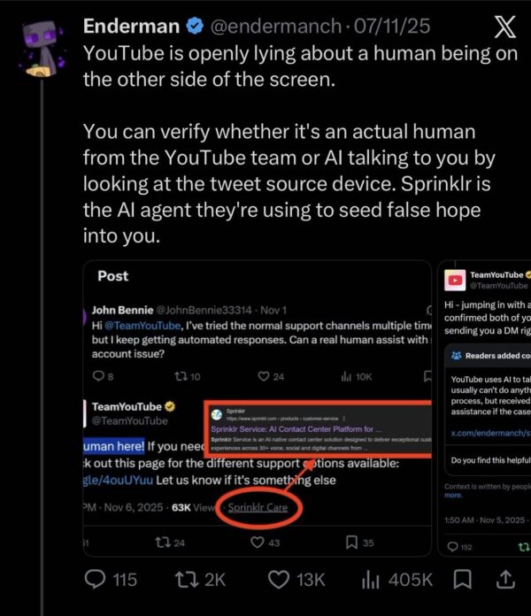 YouTube AI‑linked false bans