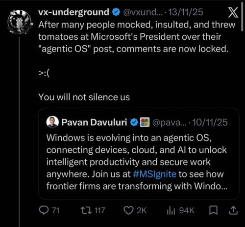 Windows AgenticOS backlash