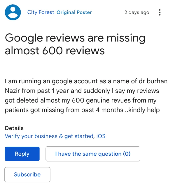 google-reviews-missing-complaint-1