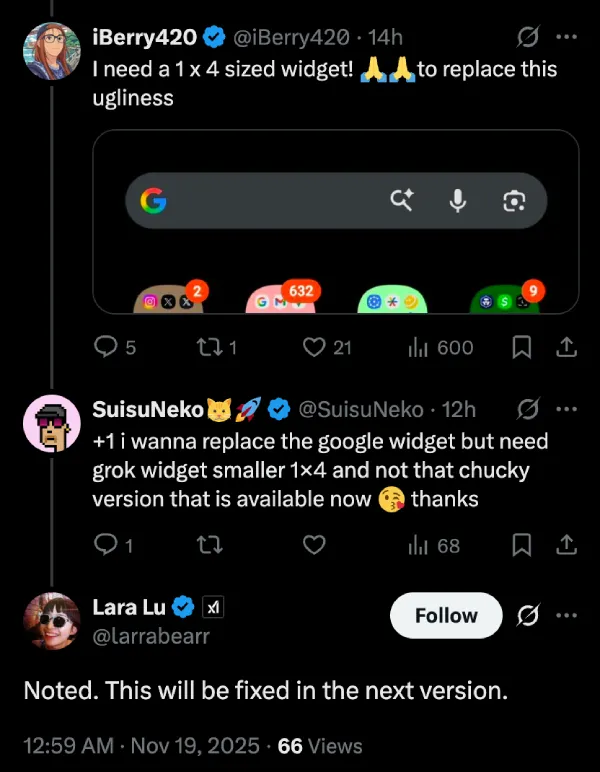 grok-android-widget-size-tweak-coming