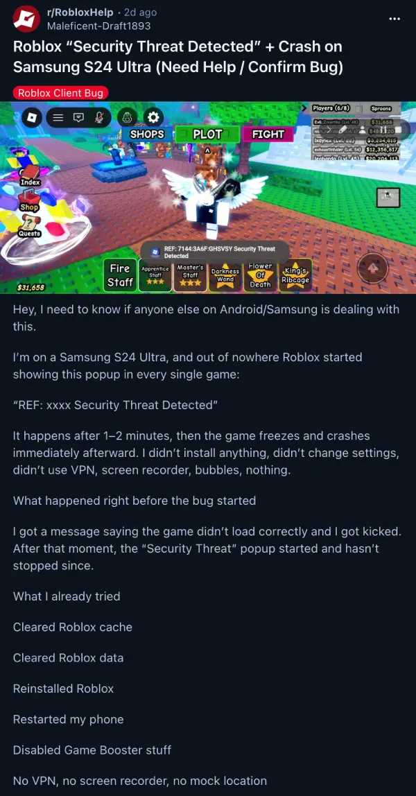 roblox-security-threat-detected-issue-complaint-on-reddit