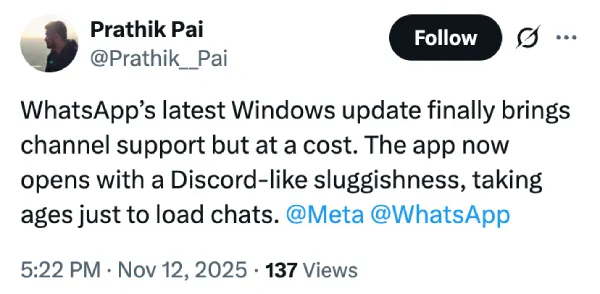 whatsapp-windows-slow-sluggish-complaint-on-x
