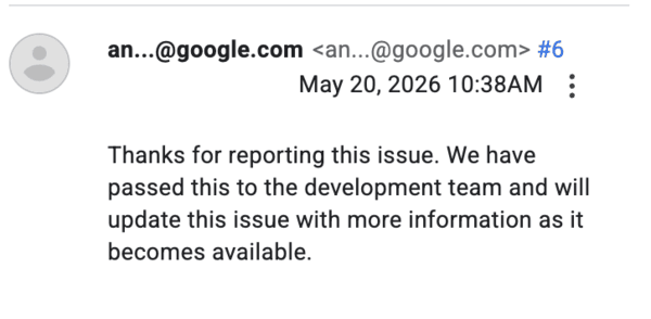 Reconocimiento de errores por parte de Google.