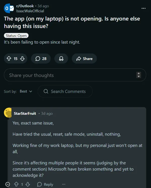 outlook-not-opening-windows-complaint