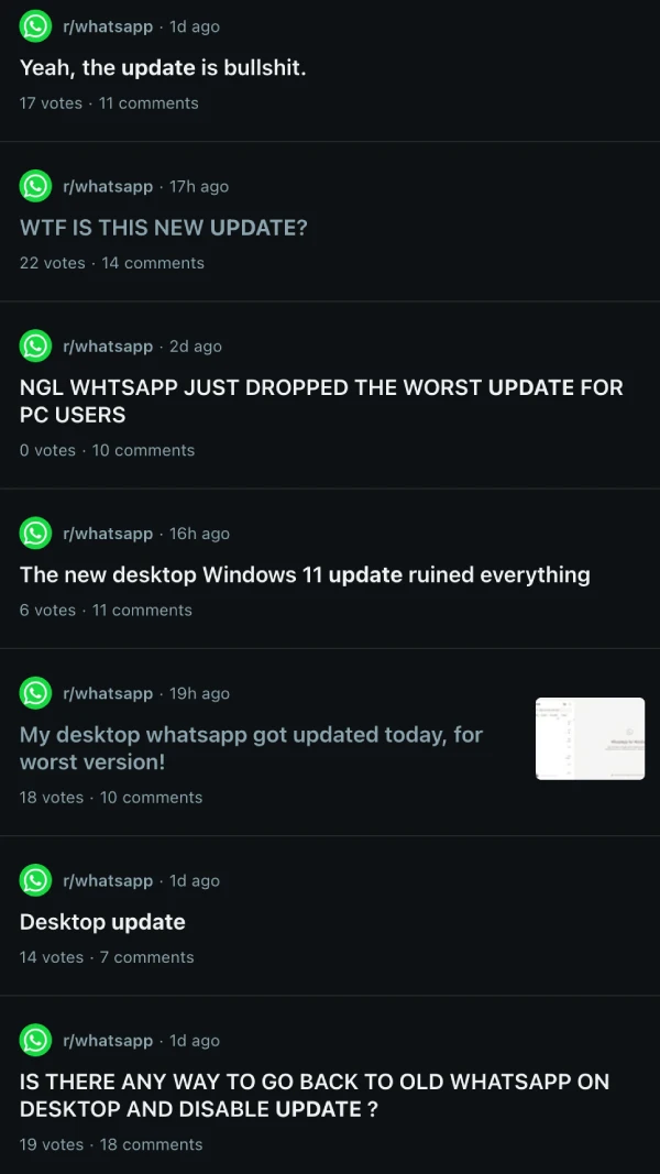 whatsapp-new-windows-update-complaints-reddit