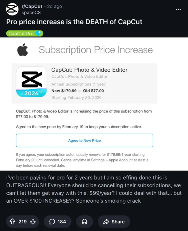 capcut-price-hike-backlash-post-reddit