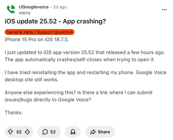 google-voice-crashing-ios-18