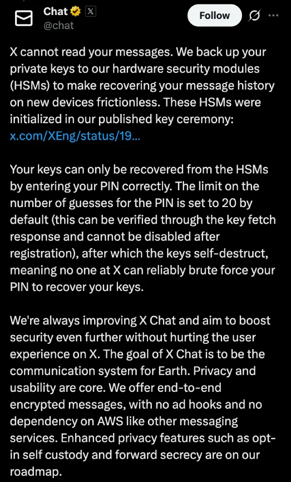 x-chat-security-statement