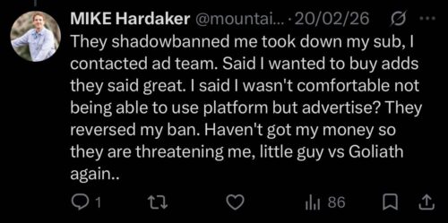Reddit shadow banned account