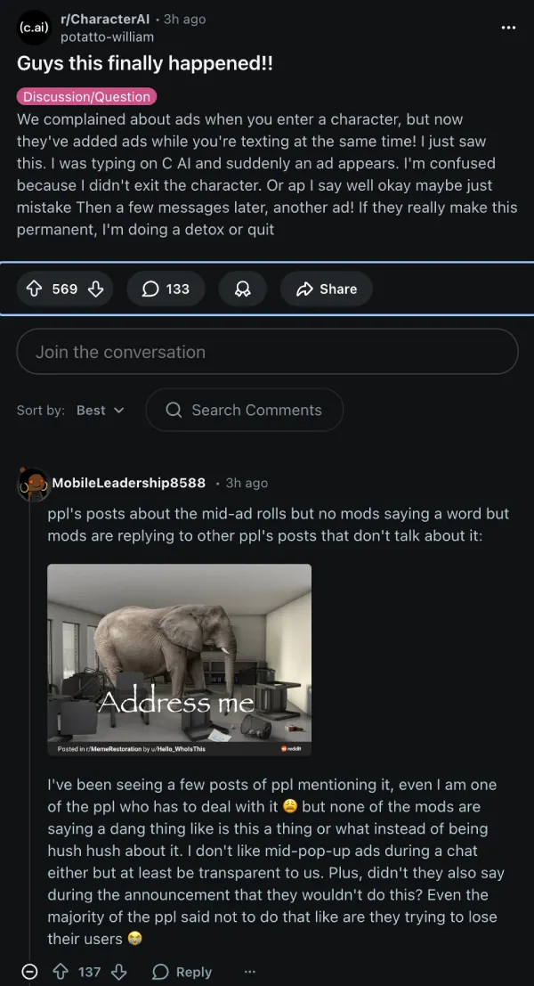 character-ai-mid-chat-ads-widespread-complaints