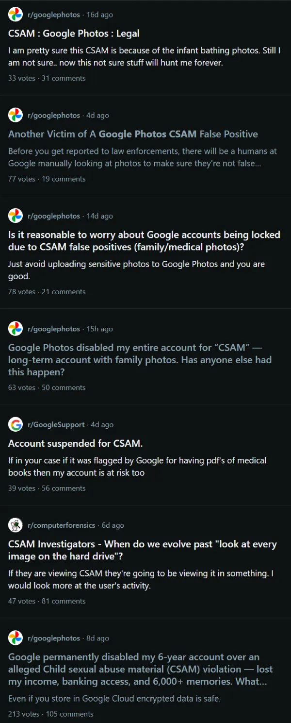 google-photos-csam-complaints-reddit
