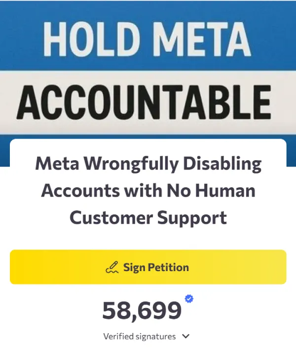 Petición ola de prohibiciones de Meta