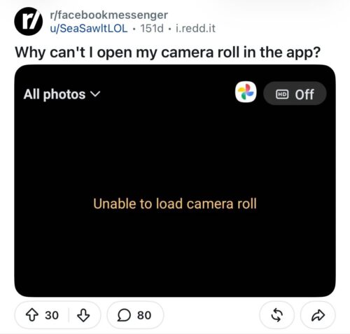 Facebook camera roll bug