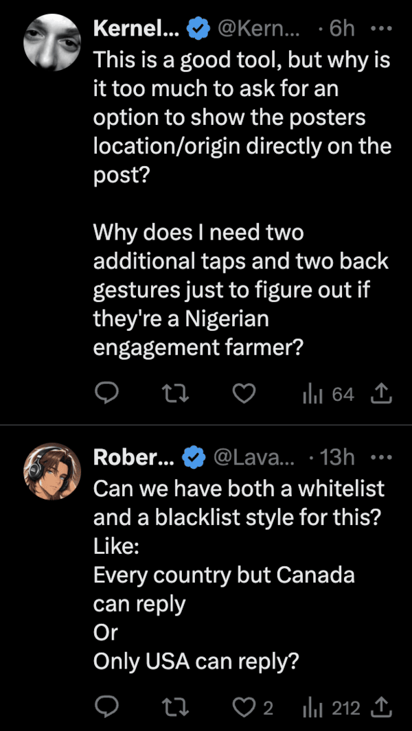 User discussions about the new features.