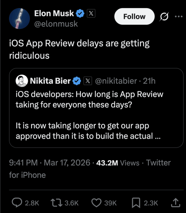 Elon Musk quote post.