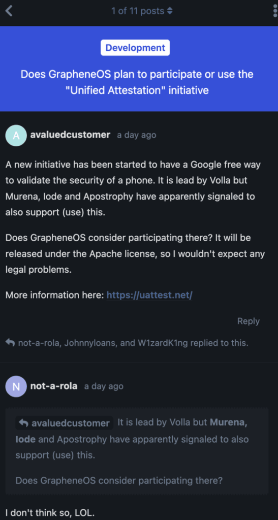 GrapheneOS boycotts EU Unified Attestation, asks developers to help