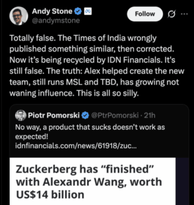 Meta denies rumors Zuckerberg sidelined AI chief Alexandr Wang - PiunikaWeb
