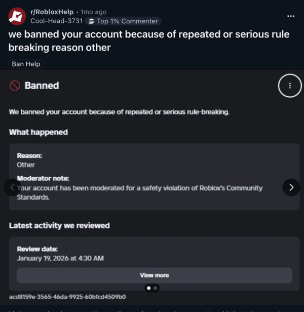 Post on Reddit describing the recent bans.